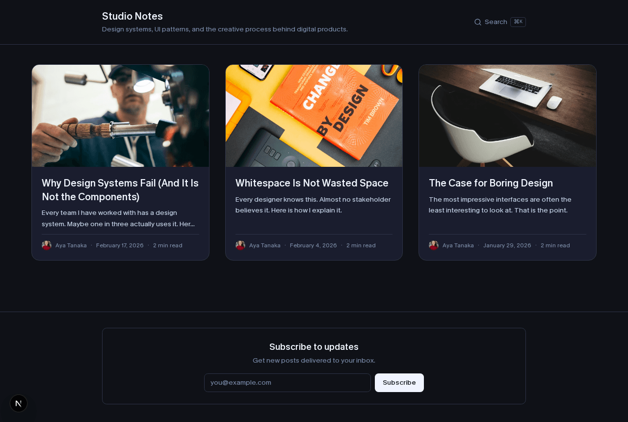 Studio Notes — dark design blog