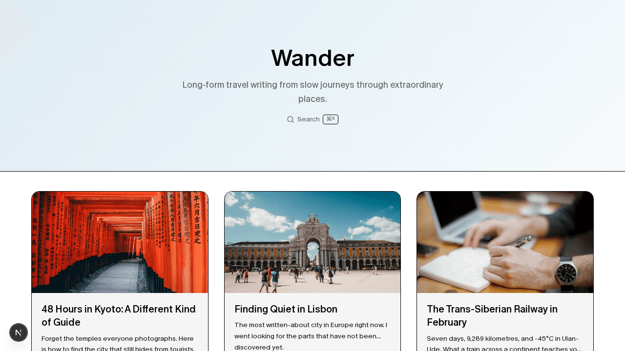 Wander — travel magazine blog